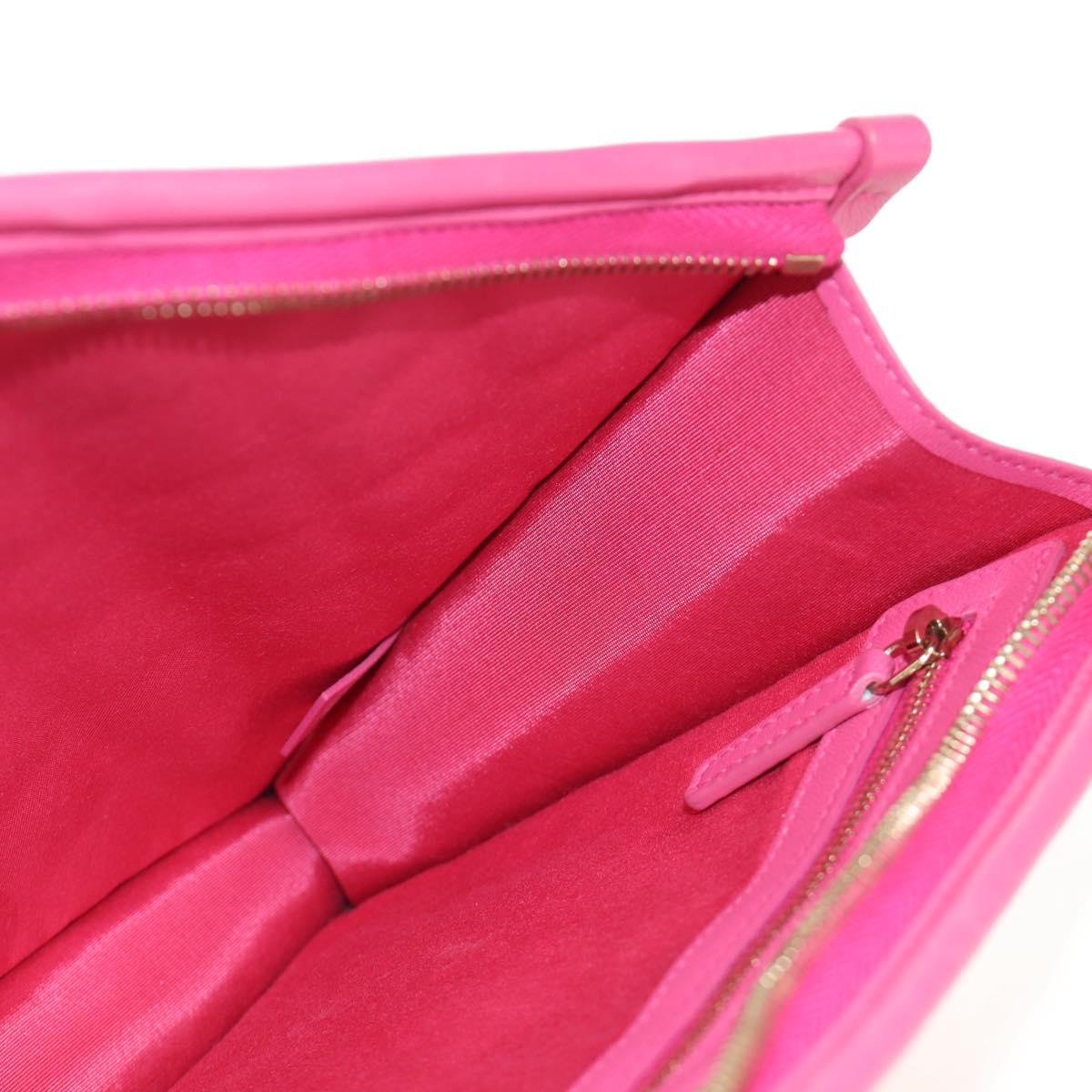 CHANEL Clutch Bag Leather Pink Gold CC Auth mr2553V