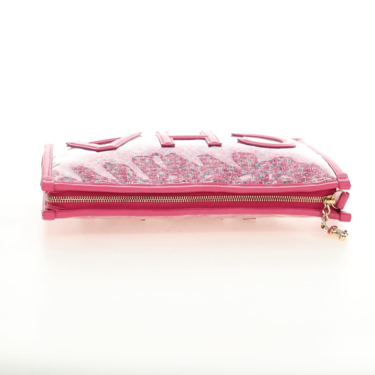 CHANEL Clutch Bag Leather Pink Gold CC Auth mr2553V