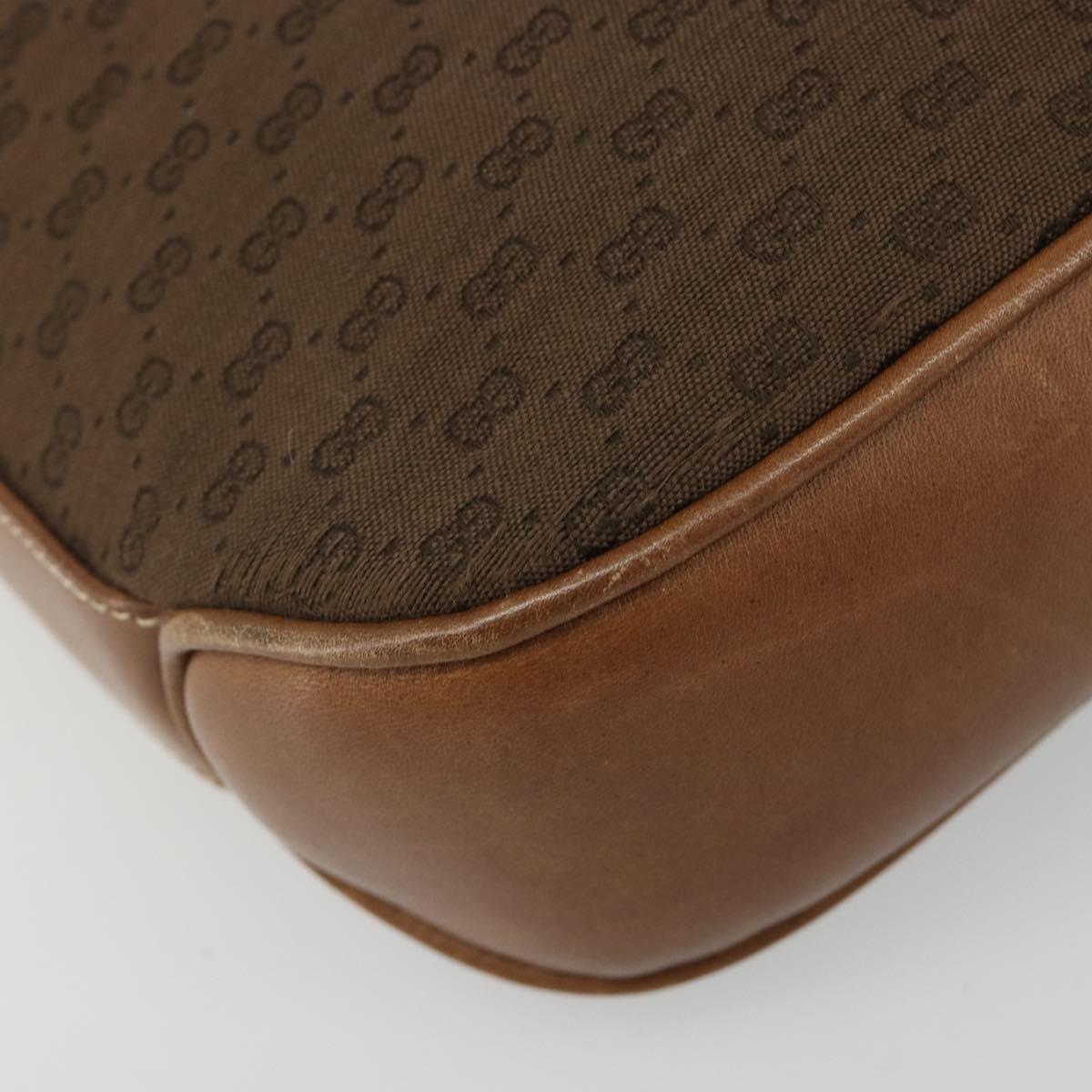 GUCCI Micro GG Supreme Shoulder Bag PVC Brown Gold Auth mr2554A