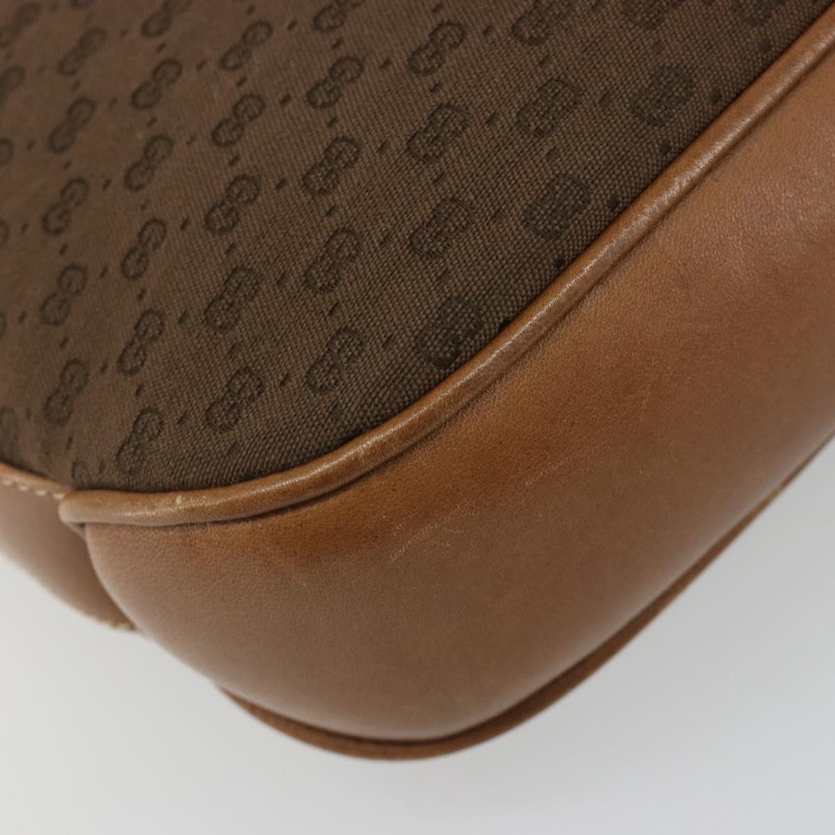 GUCCI Micro GG Supreme Shoulder Bag PVC Brown Gold Auth mr2554A