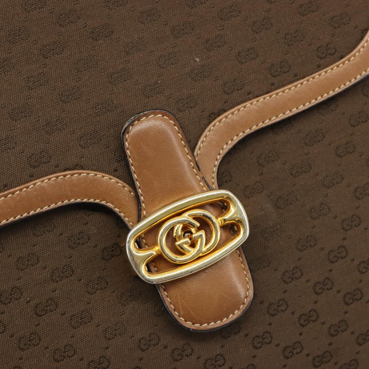 GUCCI Micro GG Supreme Shoulder Bag PVC Brown Gold Auth mr2554A