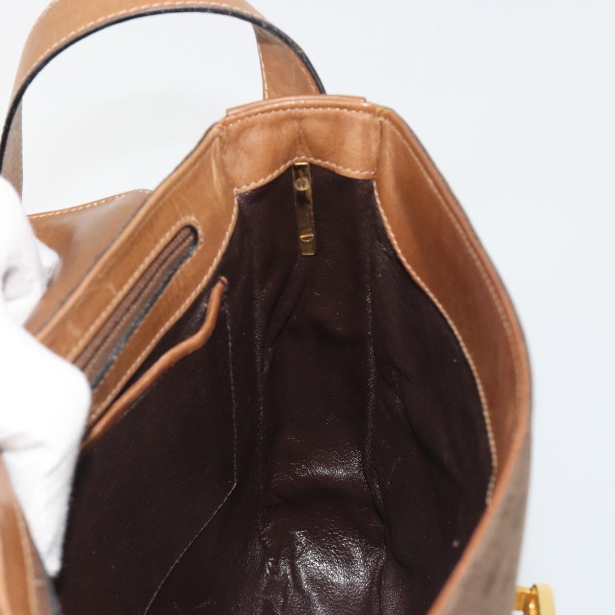 GUCCI Micro GG Supreme Shoulder Bag PVC Brown Gold Auth mr2554A