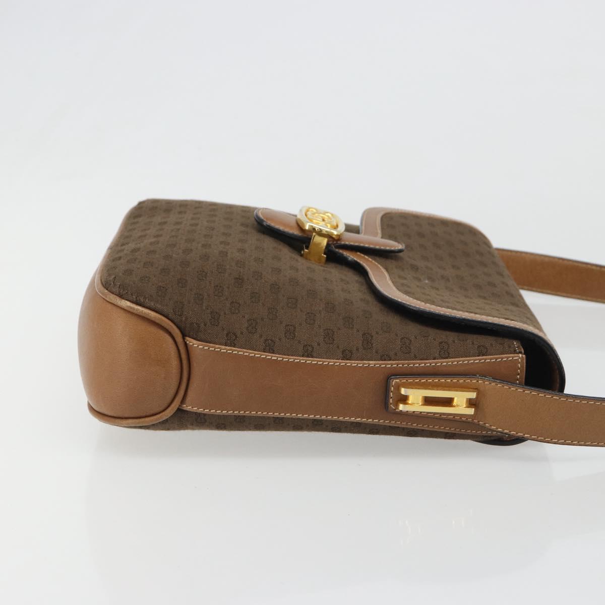 GUCCI Micro GG Supreme Shoulder Bag PVC Brown Gold Auth mr2554A