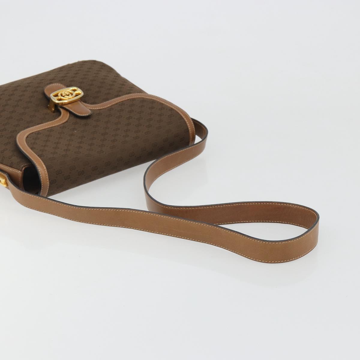 GUCCI Micro GG Supreme Shoulder Bag PVC Brown Gold Auth mr2554A