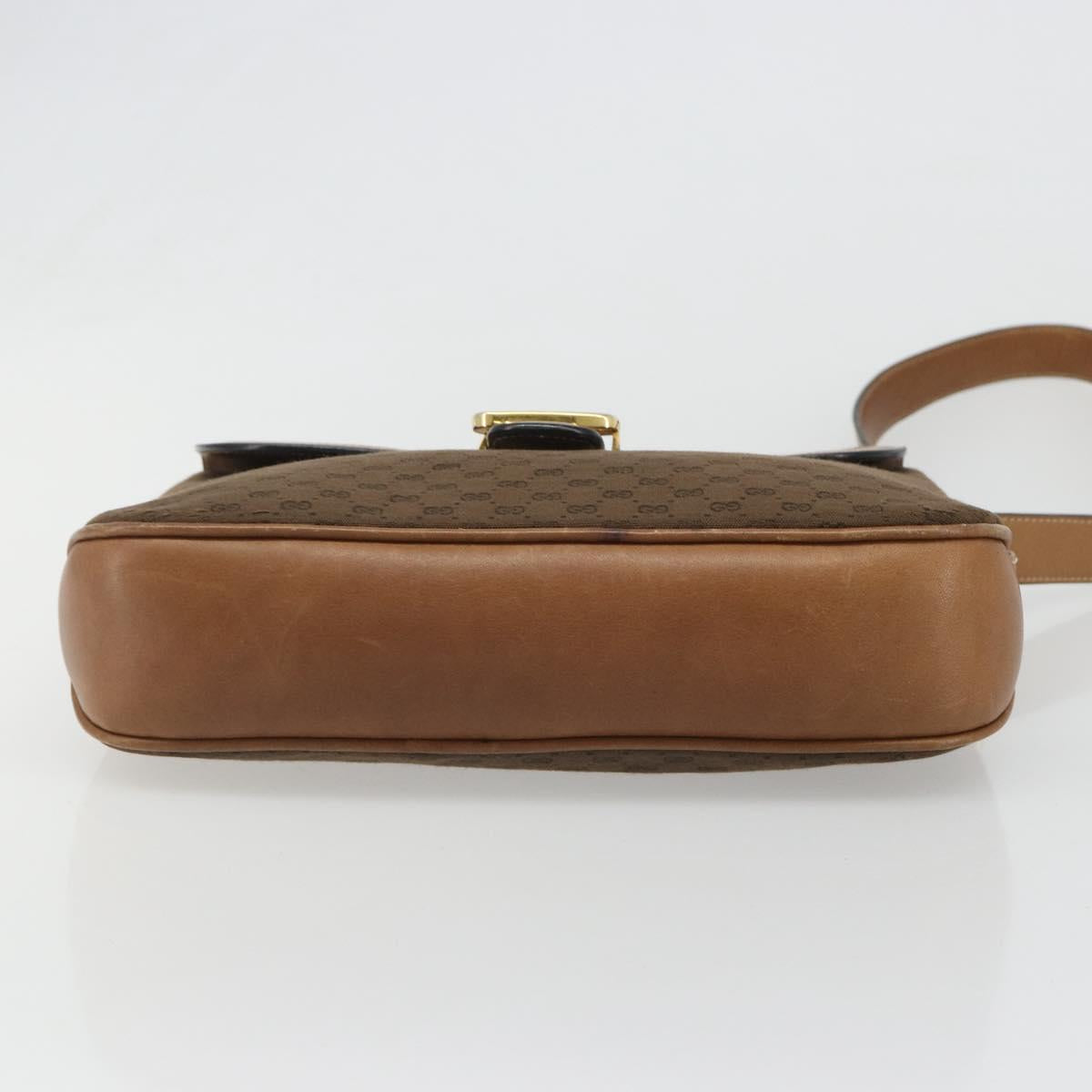 GUCCI Micro GG Supreme Shoulder Bag PVC Brown Gold Auth mr2554A