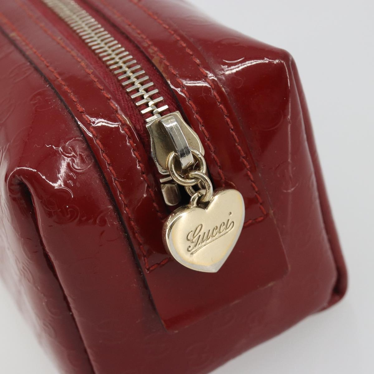 GUCCI Micro GG Supreme Pouch Patent leather Red Gold 153228 Auth mr2555