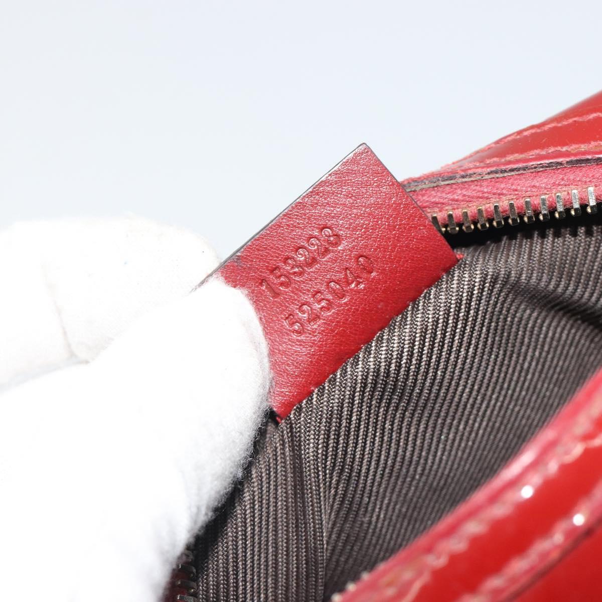 GUCCI Micro GG Supreme Pouch Patent leather Red Gold 153228 Auth mr2555