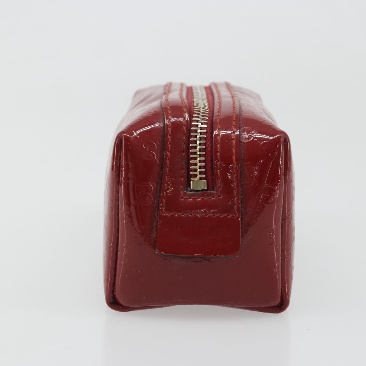 GUCCI Micro GG Supreme Pouch Patent leather Red Gold 153228 Auth mr2555