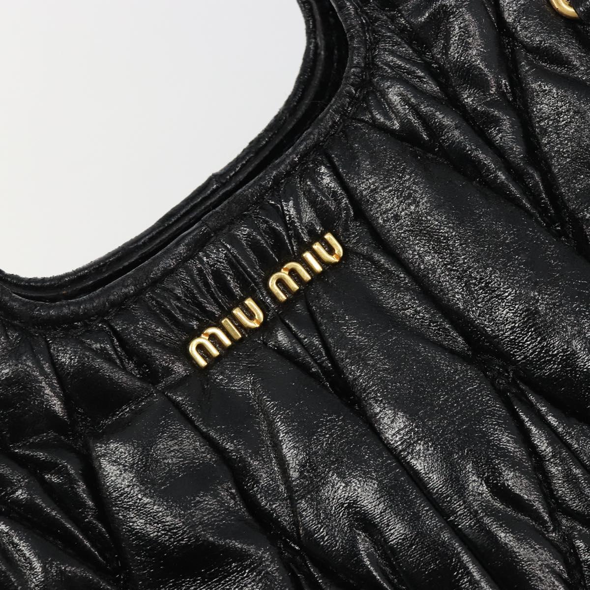 Miu Miu Hand Bag Leather 2way Black Gold Auth mr2556