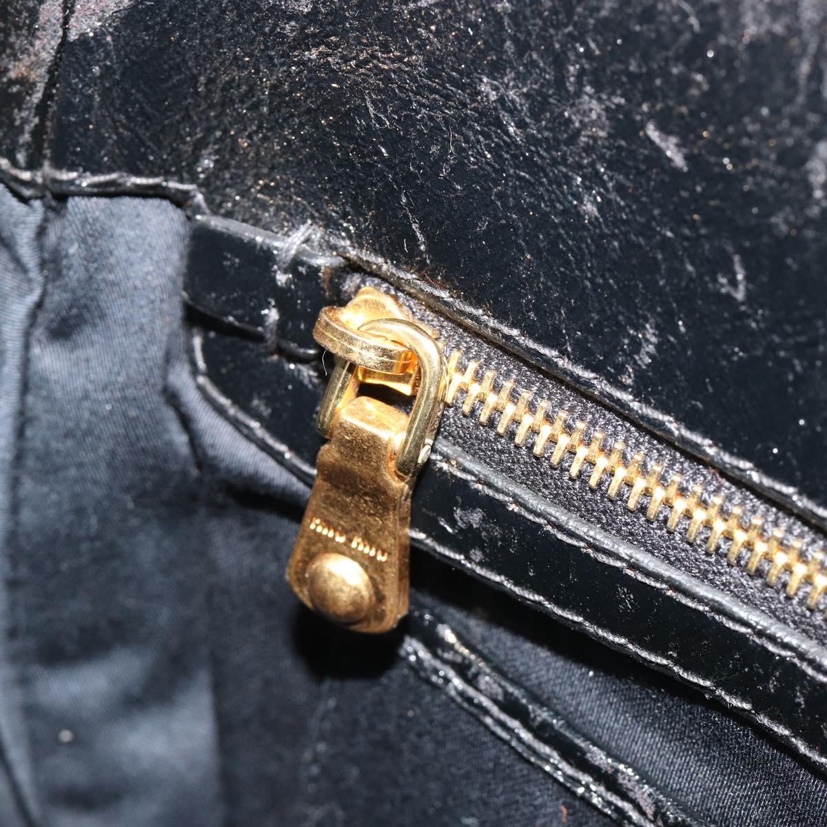 Miu Miu Hand Bag Leather 2way Black Gold Auth mr2556