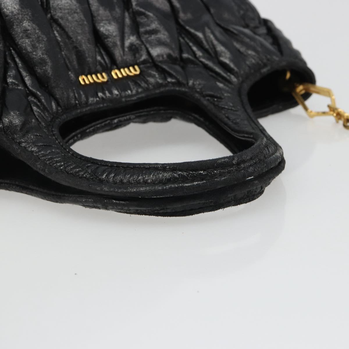 Miu Miu Hand Bag Leather 2way Black Gold Auth mr2556