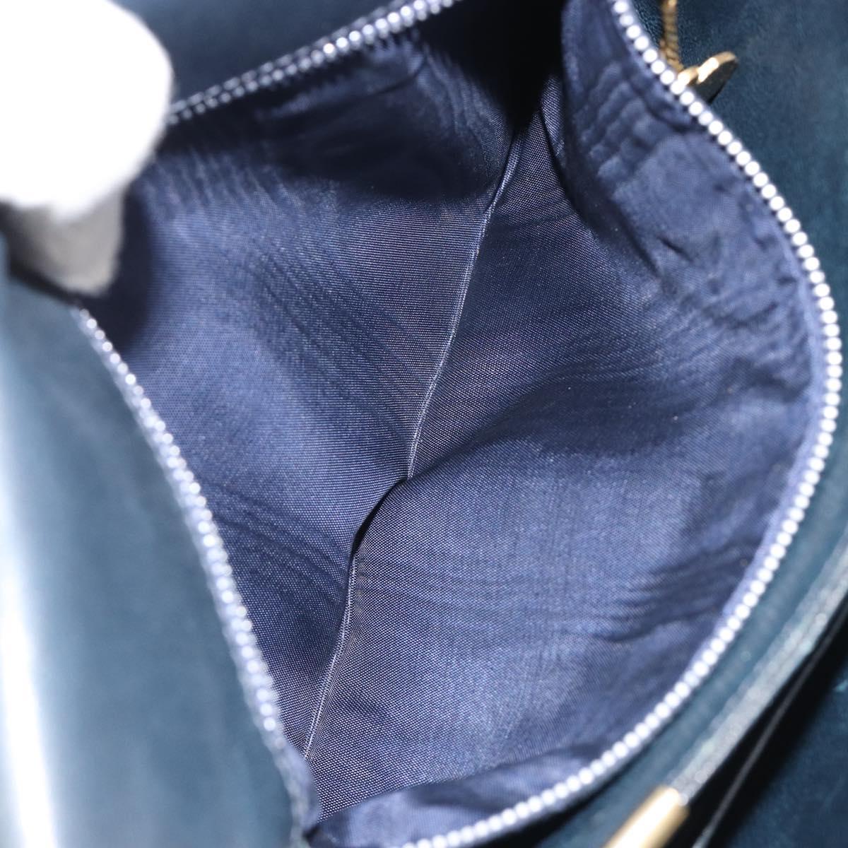 CELINE Shoulder Bag Leather Navy Gold Auth mr2557A