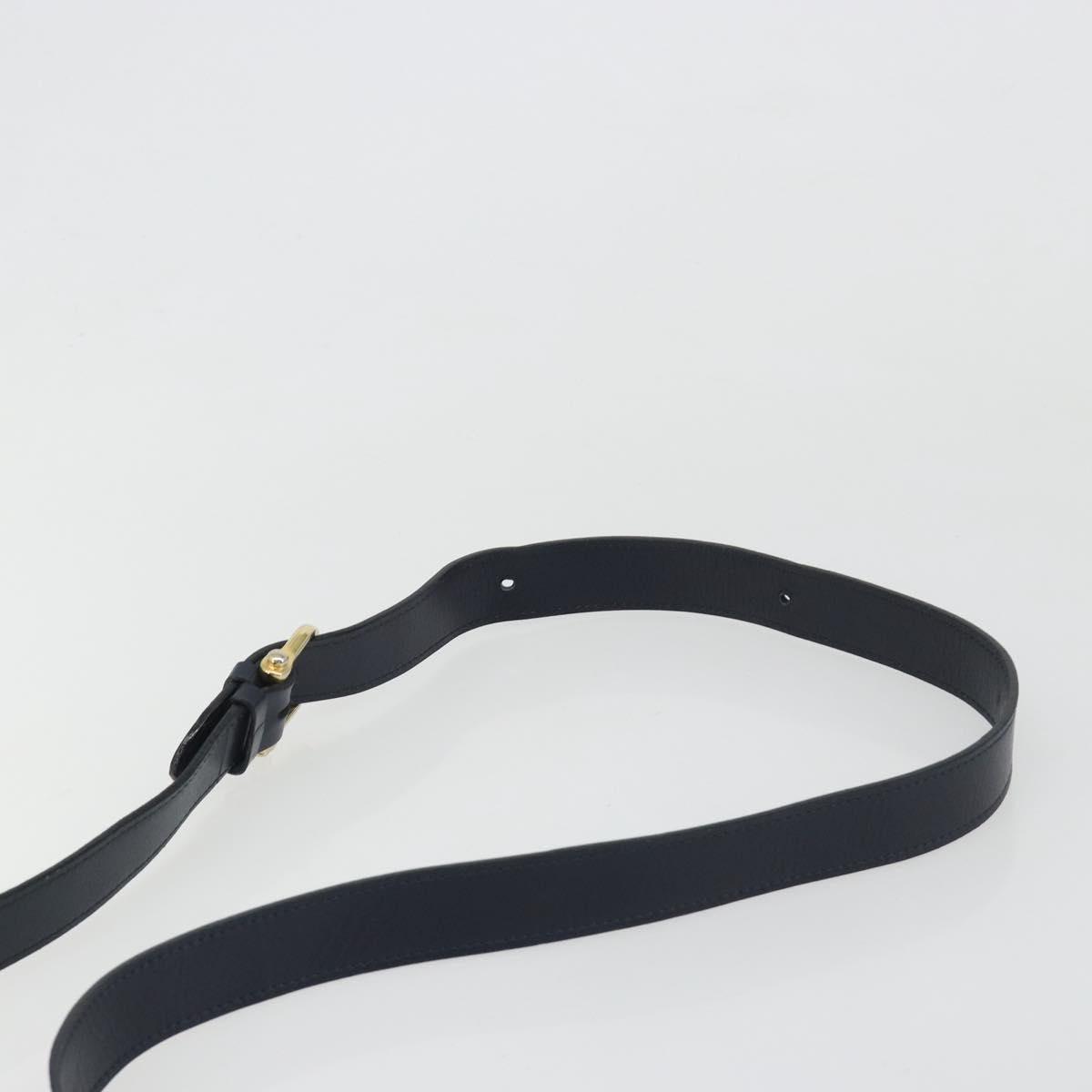 CELINE Shoulder Bag Leather Navy Gold Auth mr2557A