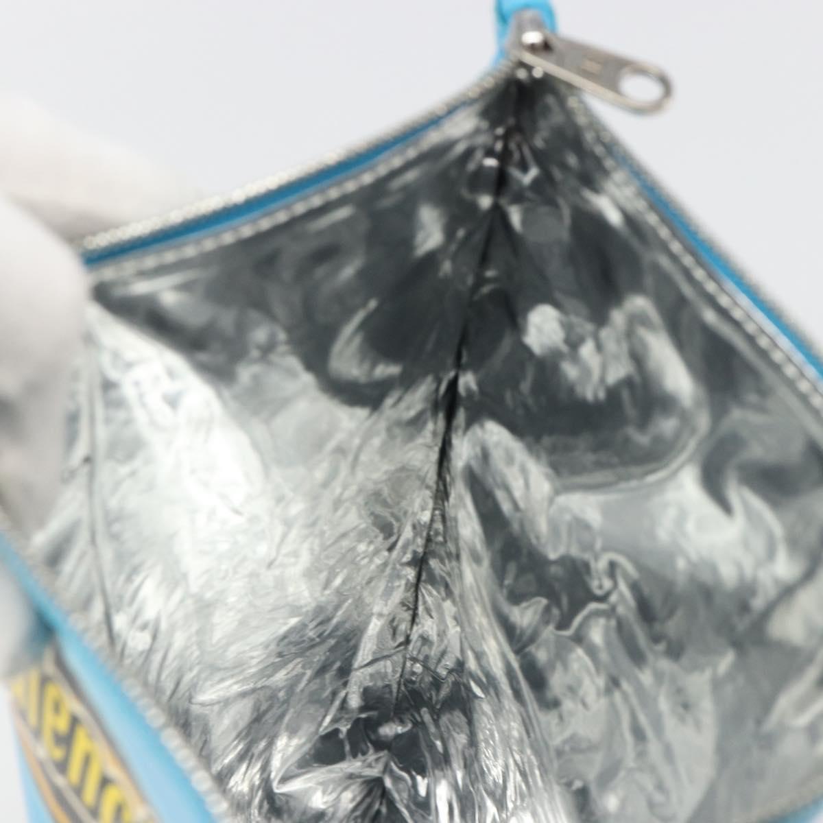 BALENCIAGA MAXI PACK Clutch Bag Leather Blue Silver Auth mr2558A
