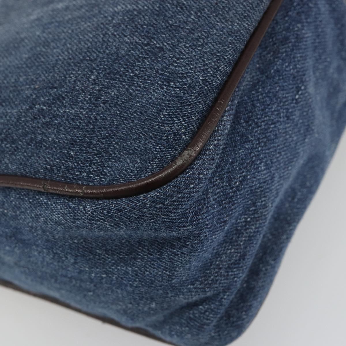 FENDI Shoulder Bag Denim Blue Gold Auth mr2559A