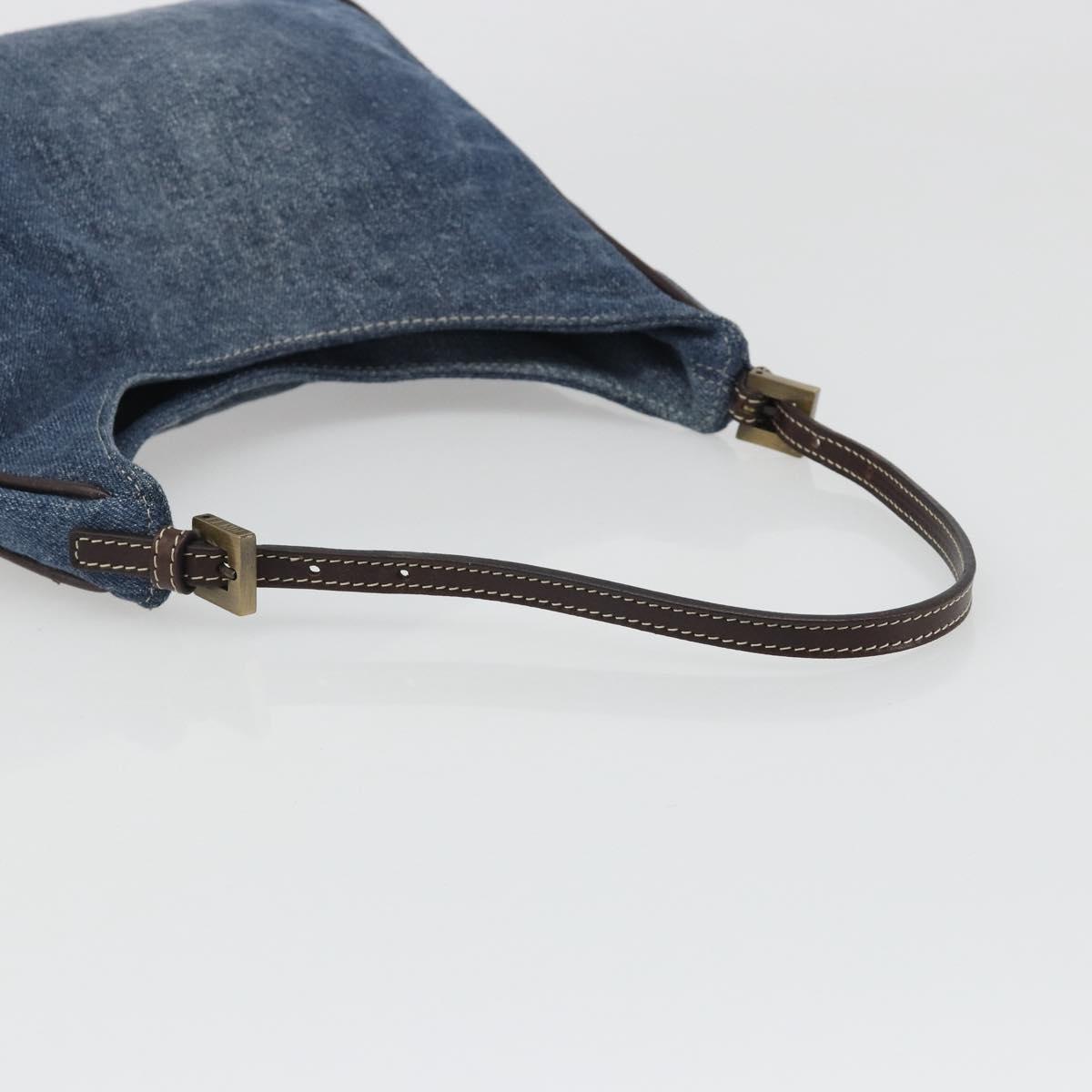 FENDI Shoulder Bag Denim Blue Gold Auth mr2559A