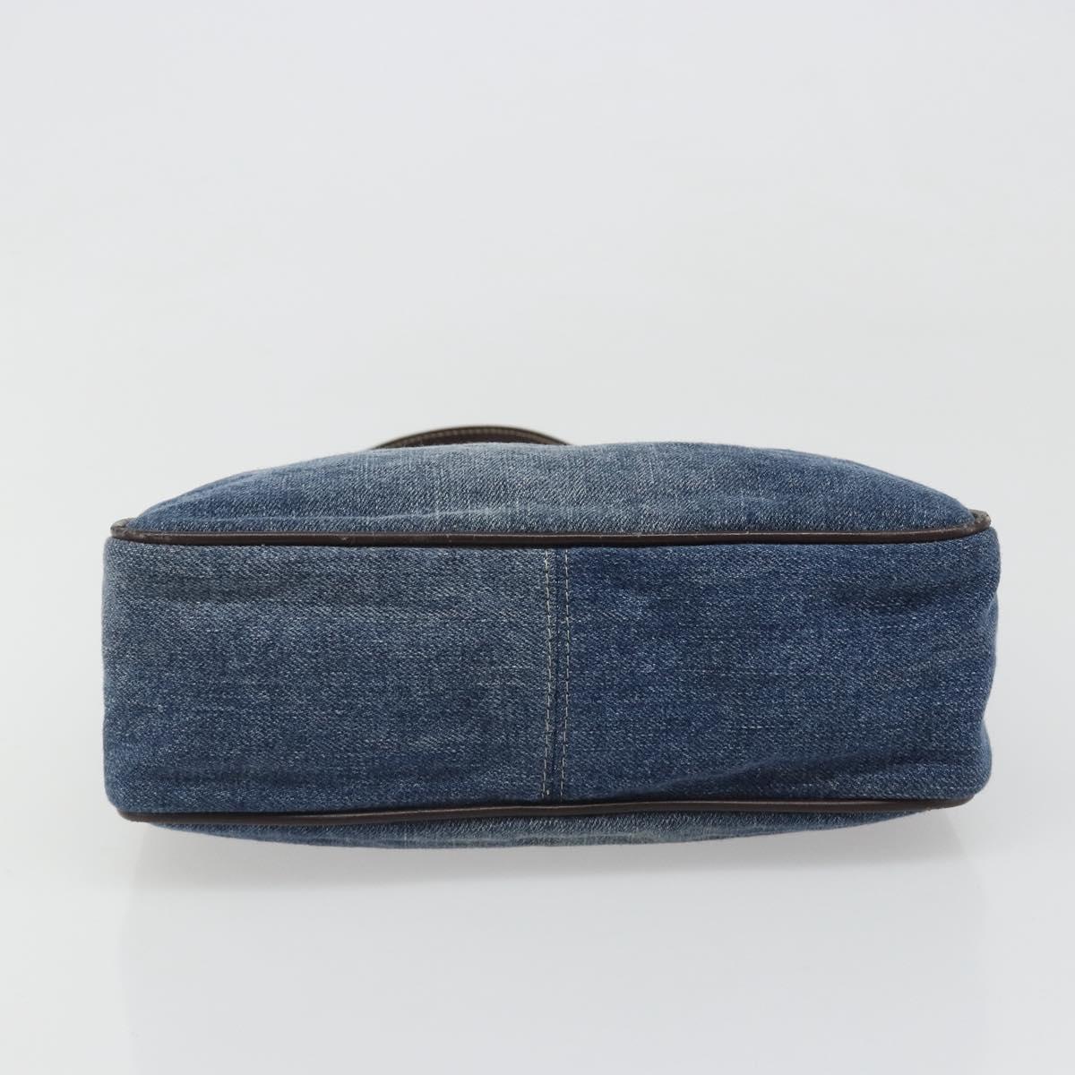 FENDI Shoulder Bag Denim Blue Gold Auth mr2559A
