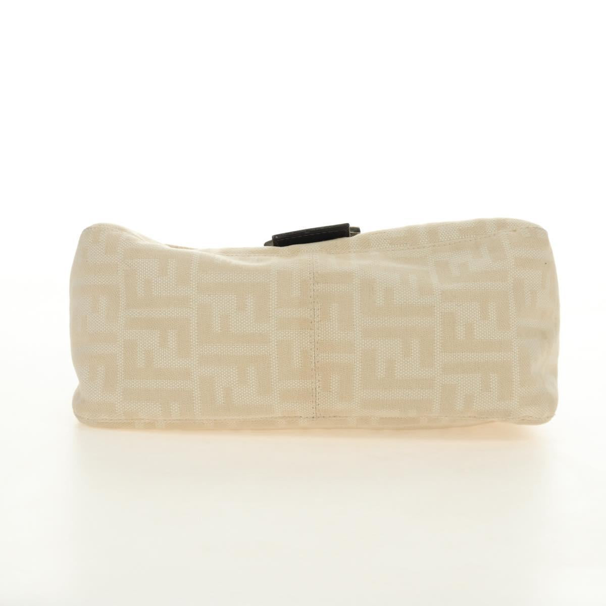 FENDI Zucca Canvas Mamma Baguette Shoulder Bag Beige Silver Auth mr2561M