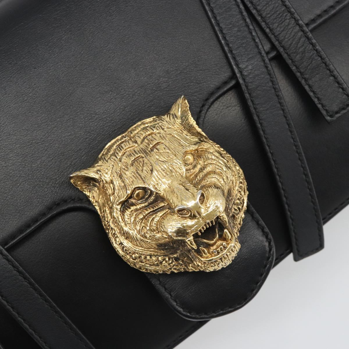 GUCCI Shoulder Bag Leather Black Gold 412007 Auth mr2562V