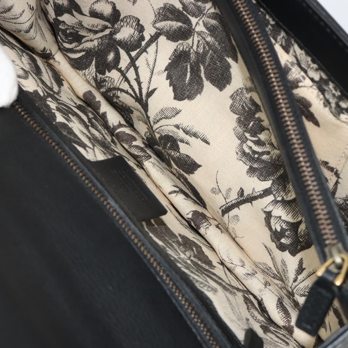 GUCCI Shoulder Bag Leather Black Gold 412007 Auth mr2562V