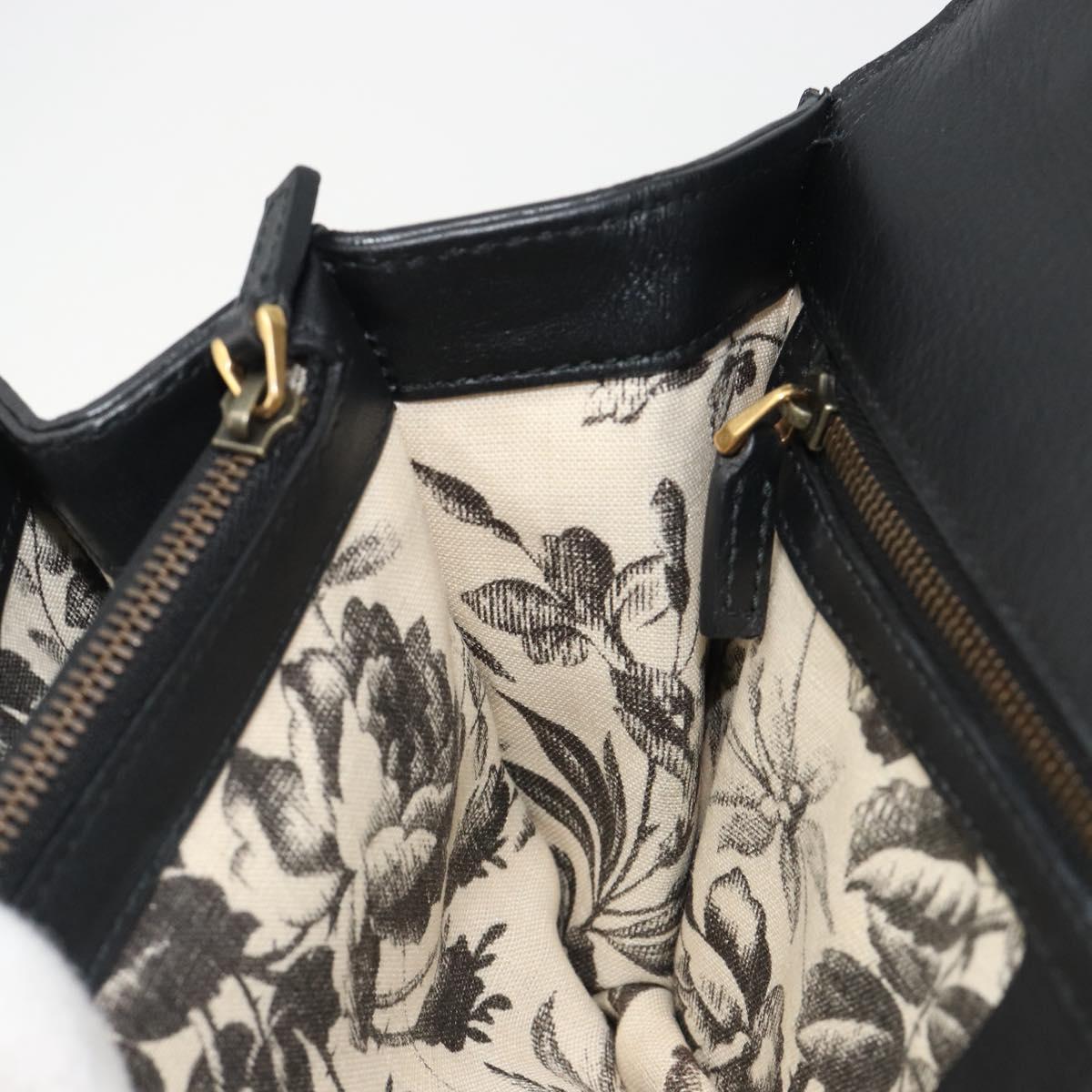 GUCCI Shoulder Bag Leather Black Gold 412007 Auth mr2562V