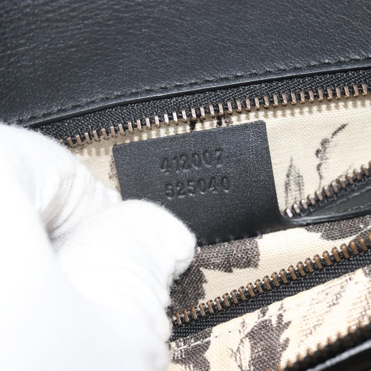 GUCCI Shoulder Bag Leather Black Gold 412007 Auth mr2562V