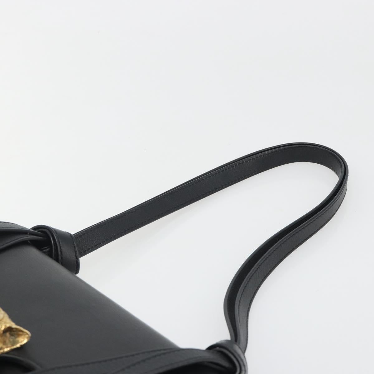 GUCCI Shoulder Bag Leather Black Gold 412007 Auth mr2562V