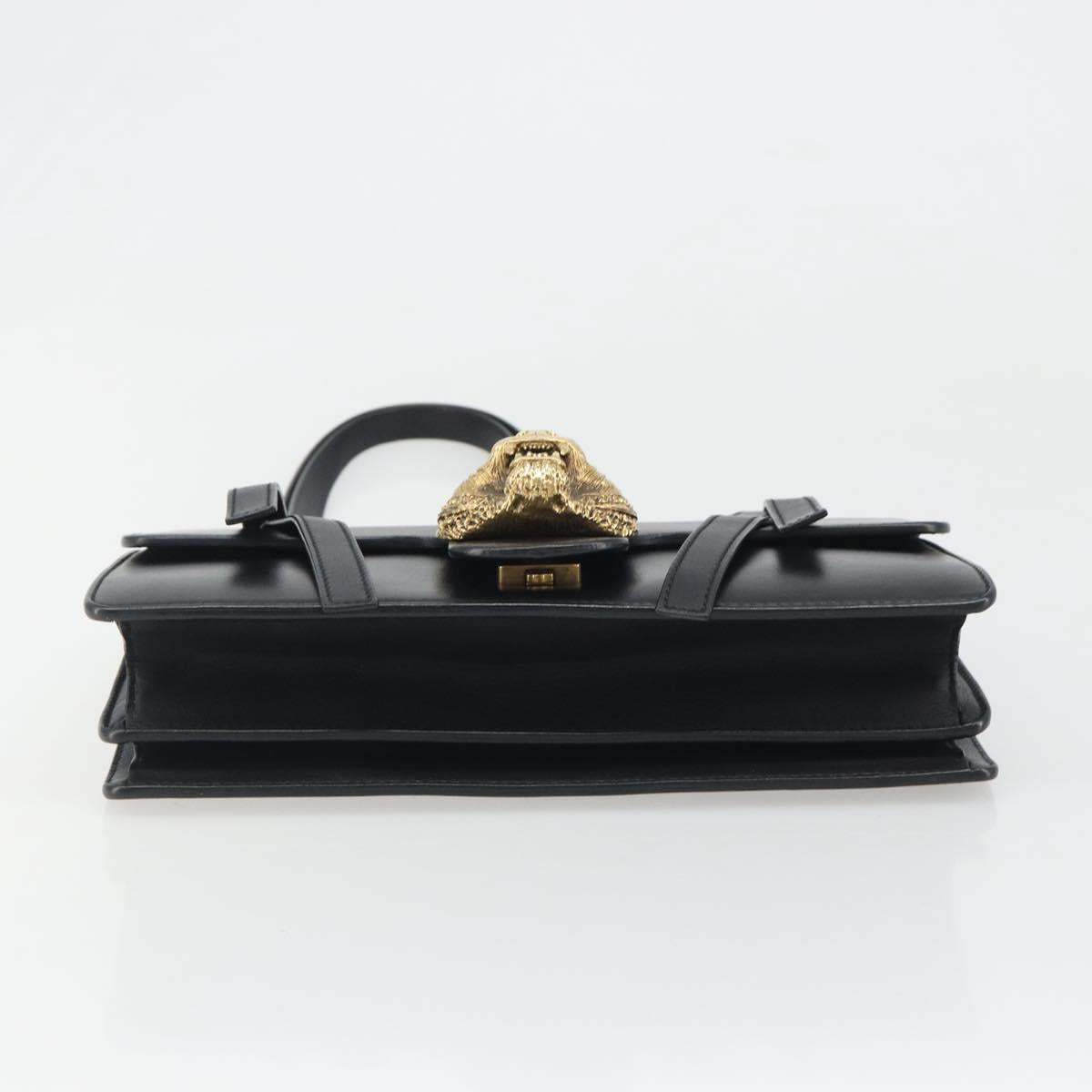 GUCCI Shoulder Bag Leather Black Gold 412007 Auth mr2562V
