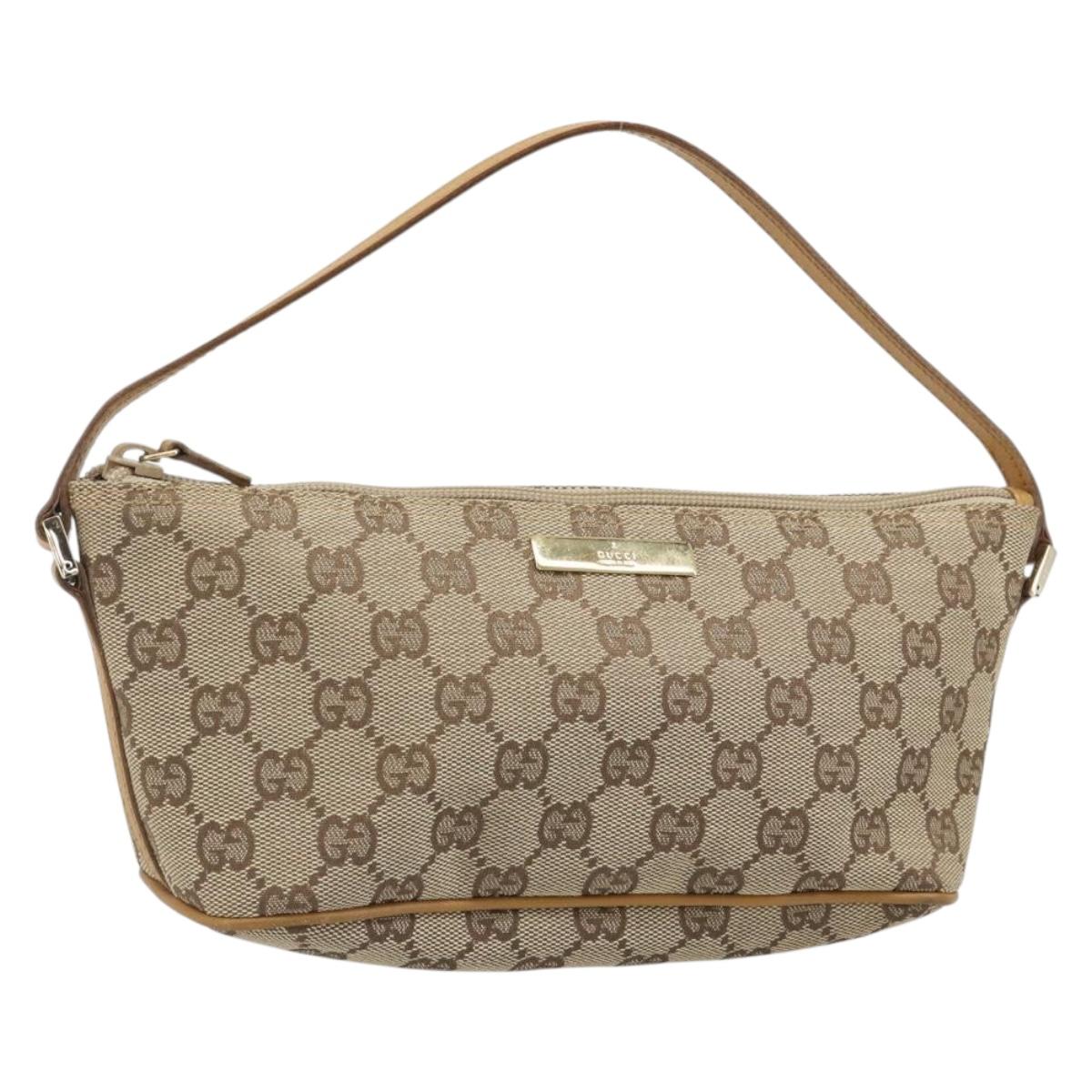 GUCCI GG Canvas Accessory Pouch Beige Gold 039 1103 2123 Auth mr2563A