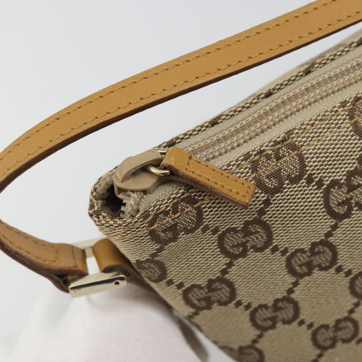 GUCCI GG Canvas Accessory Pouch Beige Gold 039 1103 2123 Auth mr2563A