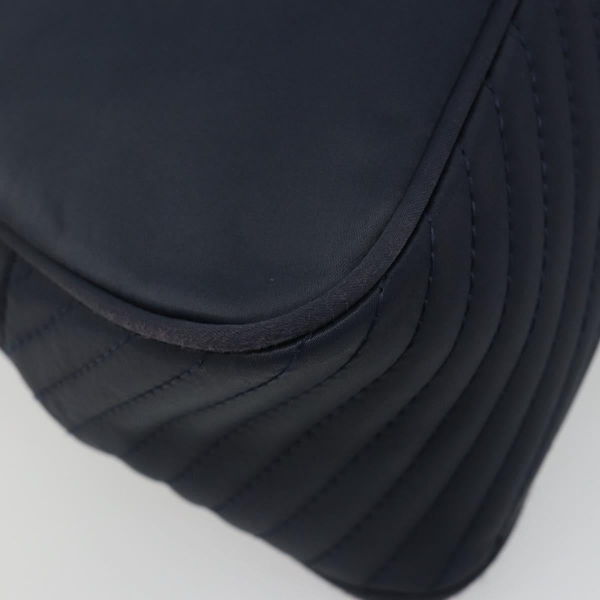 SAINT LAURENT Hand Bag Nylon Navy Silver Auth mr2565
