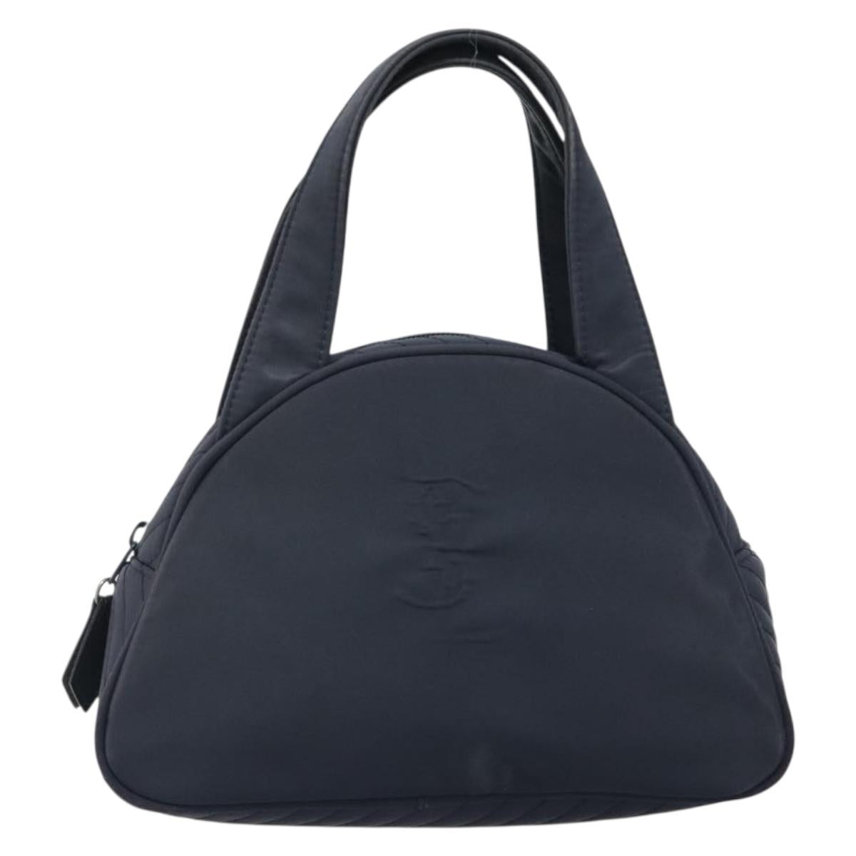 SAINT LAURENT Hand Bag Nylon Navy Silver Auth mr2565