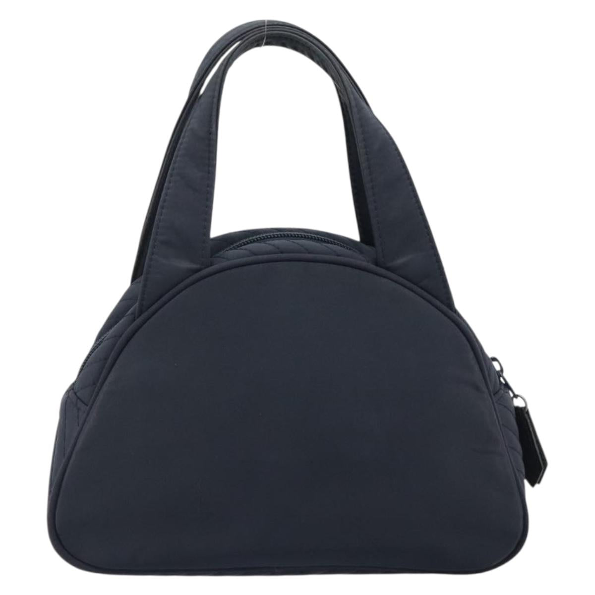 SAINT LAURENT Hand Bag Nylon Navy Silver Auth mr2565