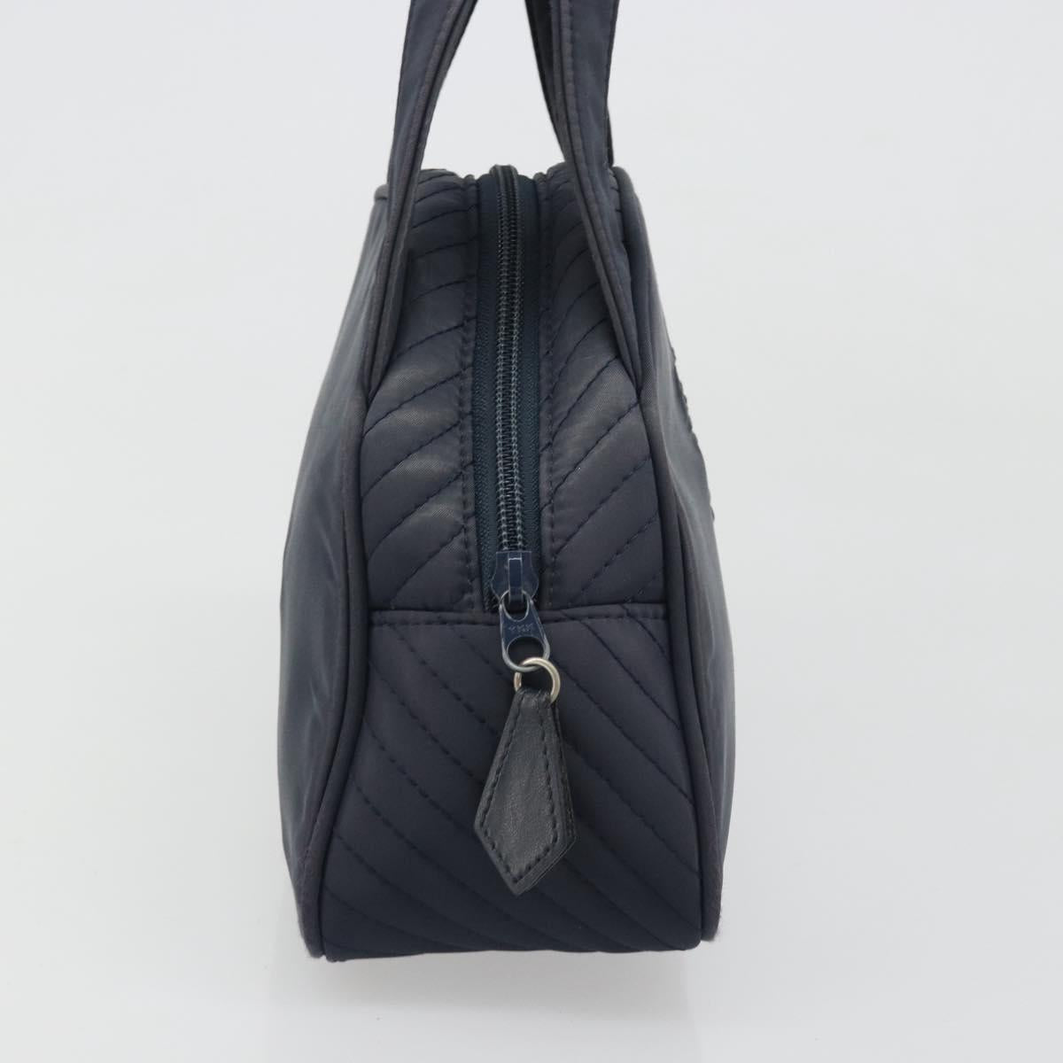 SAINT LAURENT Hand Bag Nylon Navy Silver Auth mr2565