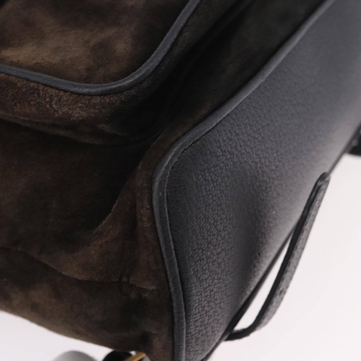 GUCCI Bamboo Backpack Suede Navy Gold 003 2058 0016 Auth mr2566