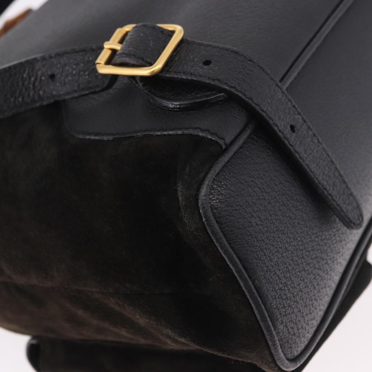 GUCCI Bamboo Backpack Suede Navy Gold 003 2058 0016 Auth mr2566