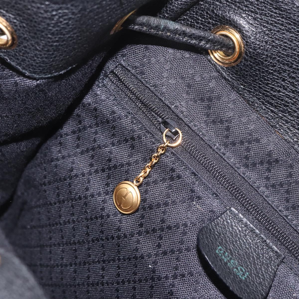 GUCCI Bamboo Backpack Suede Navy Gold 003 2058 0016 Auth mr2566