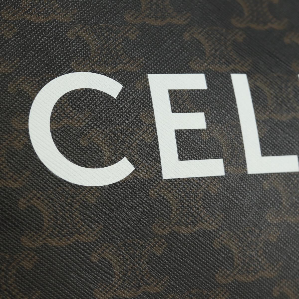 CELINE Triomphe Medium Messenger Bag Shoulder Bag PVC Black Gold Auth mr2571SAM