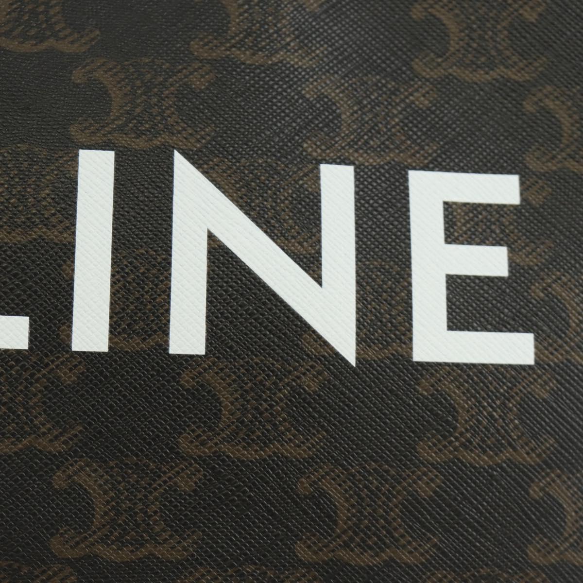 CELINE Triomphe Medium Messenger Bag Shoulder Bag PVC Black Gold Auth mr2571SAM