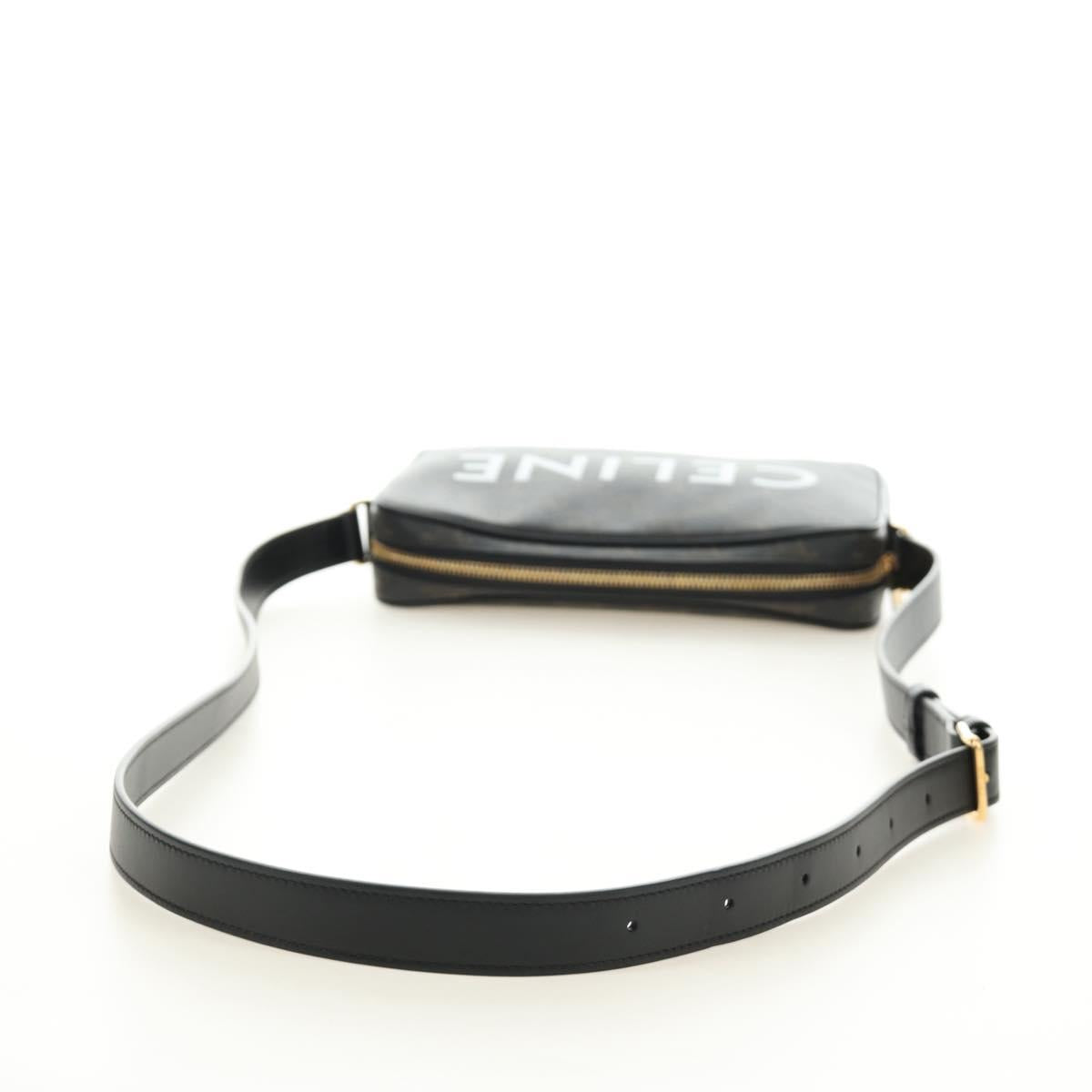 CELINE Triomphe Medium Messenger Bag Shoulder Bag PVC Black Gold Auth mr2571SAM