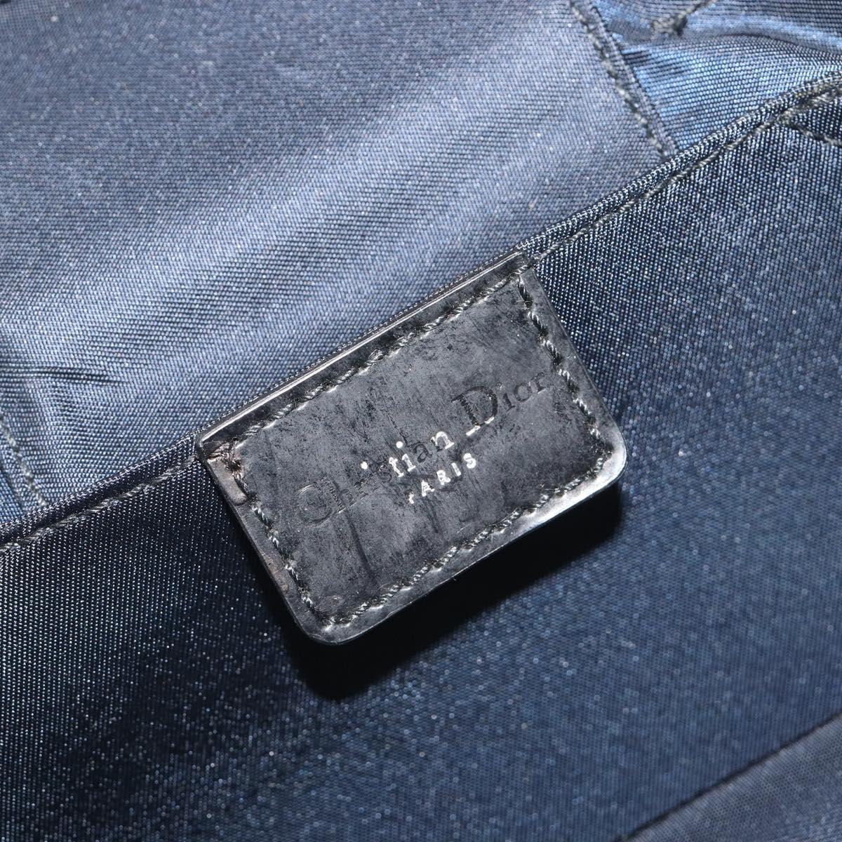 Christian Dior Trotter Canvas Vanity Hand Bag Navy Silver Auth mr2574V