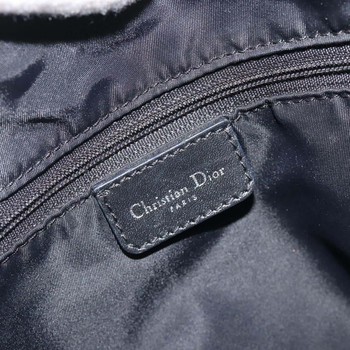 Christian Dior Trotter Canvas Shoulder Bag Navy Silver Auth mr2575A