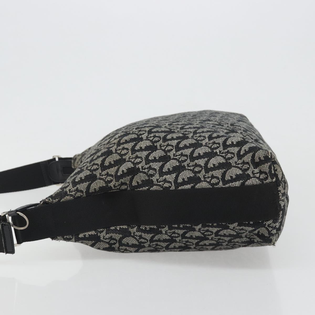 Christian Dior Trotter Canvas Shoulder Bag Navy Silver Auth mr2575A