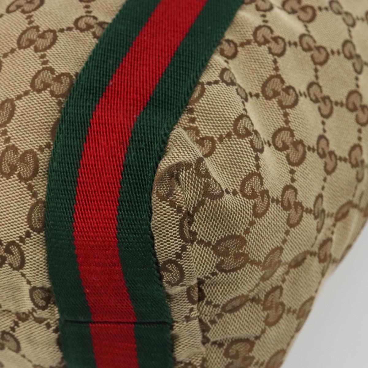 GUCCI GG Canvas Web Sherry Line Tote Bag Beige 189669 Auth mr2577A