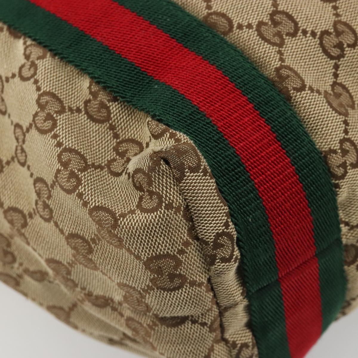 GUCCI GG Canvas Web Sherry Line Tote Bag Beige 189669 Auth mr2577A