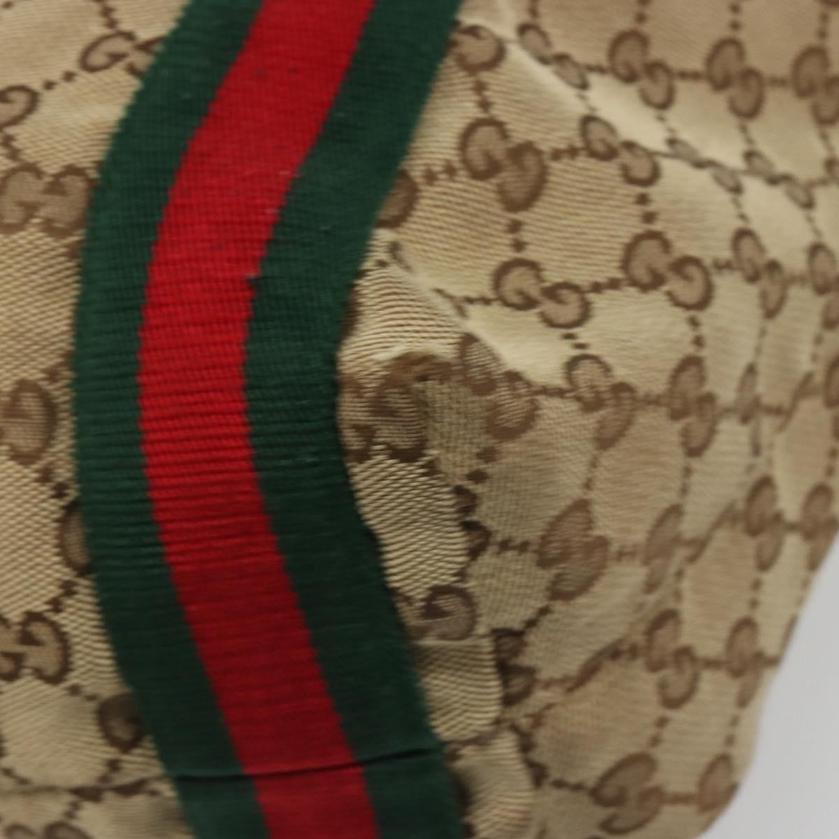 GUCCI GG Canvas Web Sherry Line Tote Bag Beige 189669 Auth mr2577A