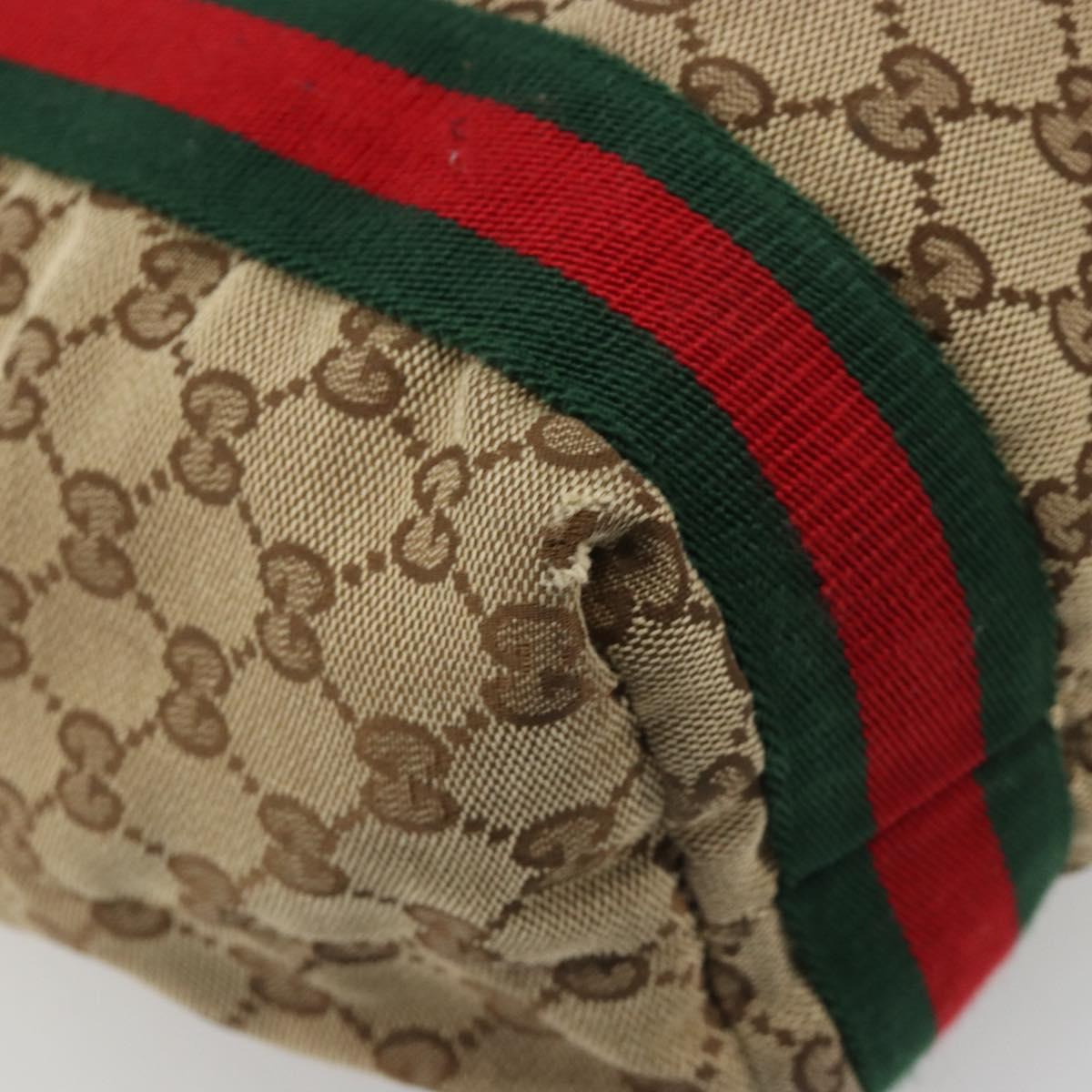 GUCCI GG Canvas Web Sherry Line Tote Bag Beige 189669 Auth mr2577A