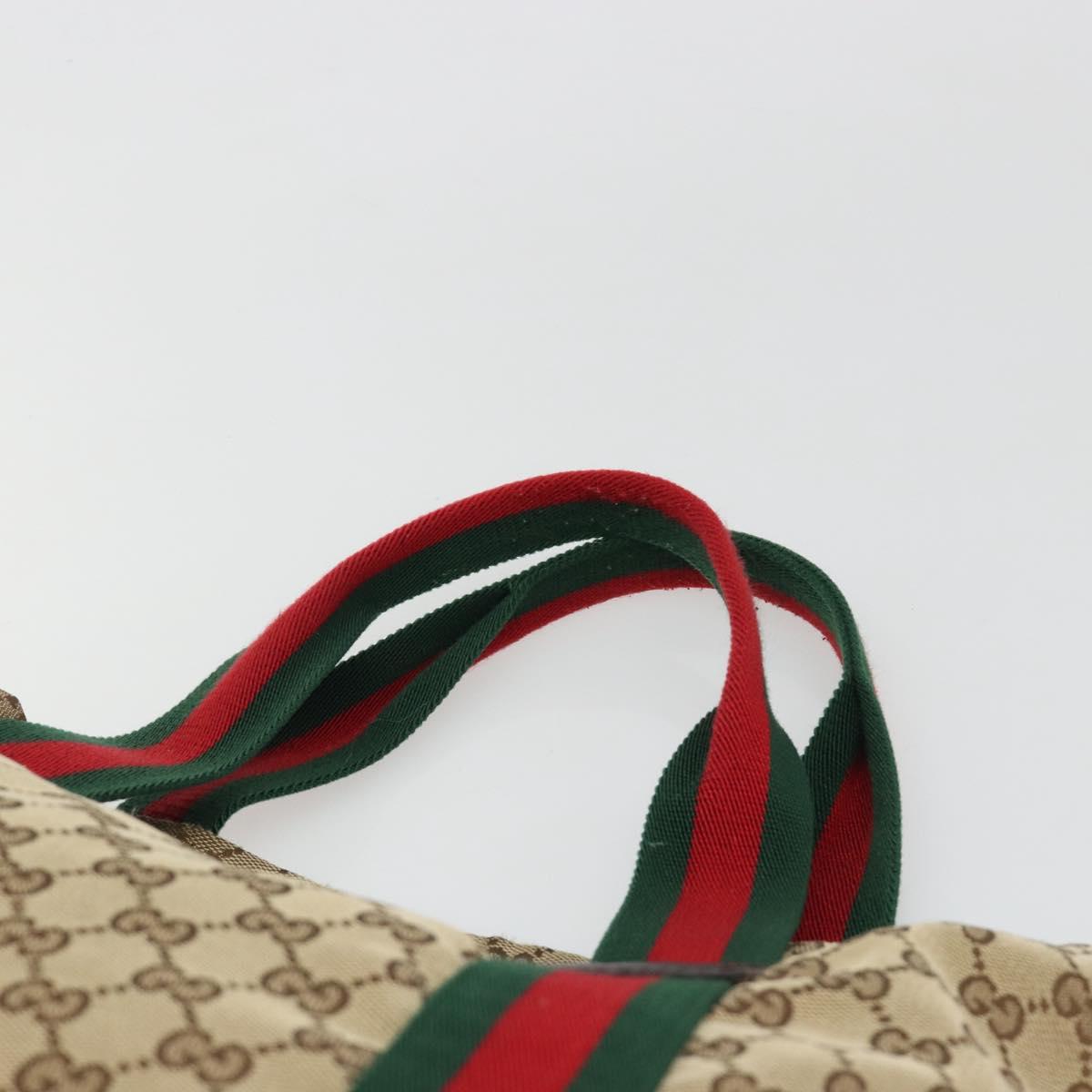 GUCCI GG Canvas Web Sherry Line Tote Bag Beige 189669 Auth mr2577A