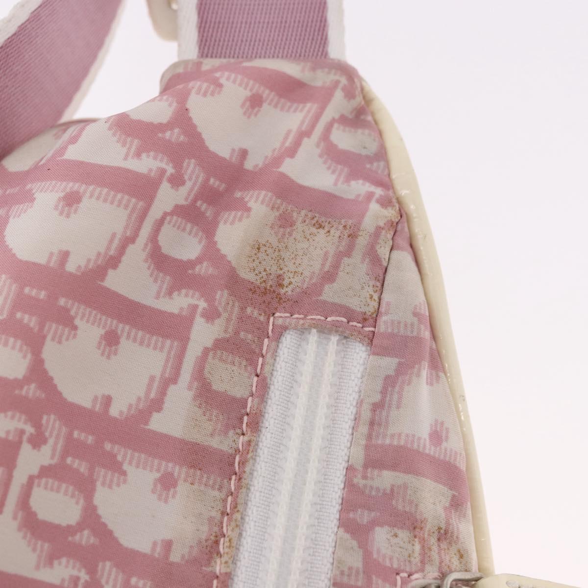 Christian Dior Shoulder Bag Nylon Pink Silver Auth mr2578A