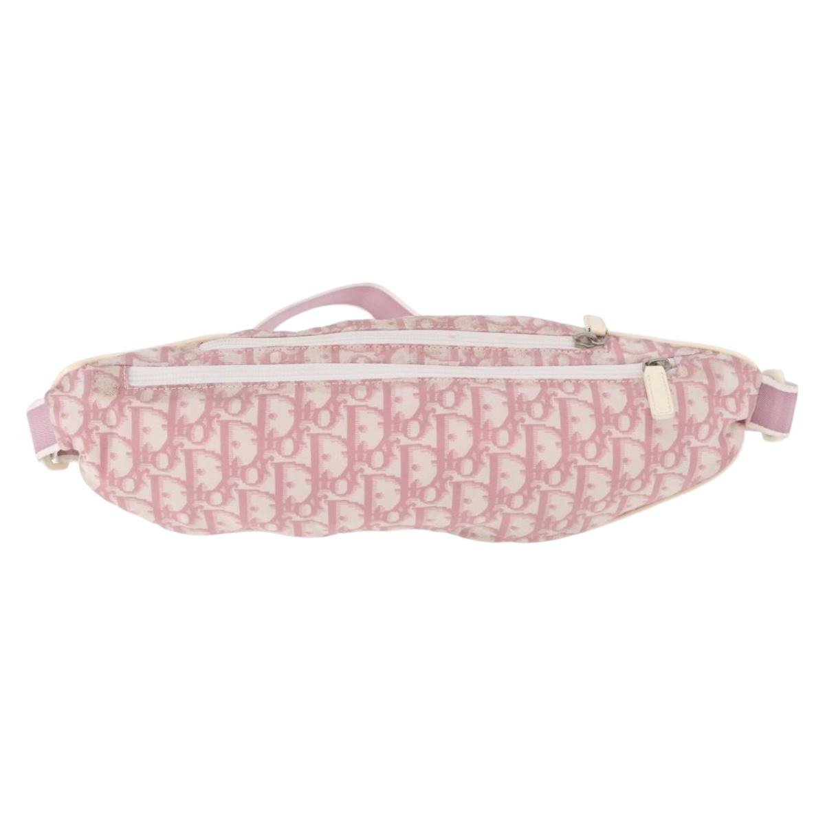 Christian Dior Shoulder Bag Nylon Pink Silver Auth mr2578A